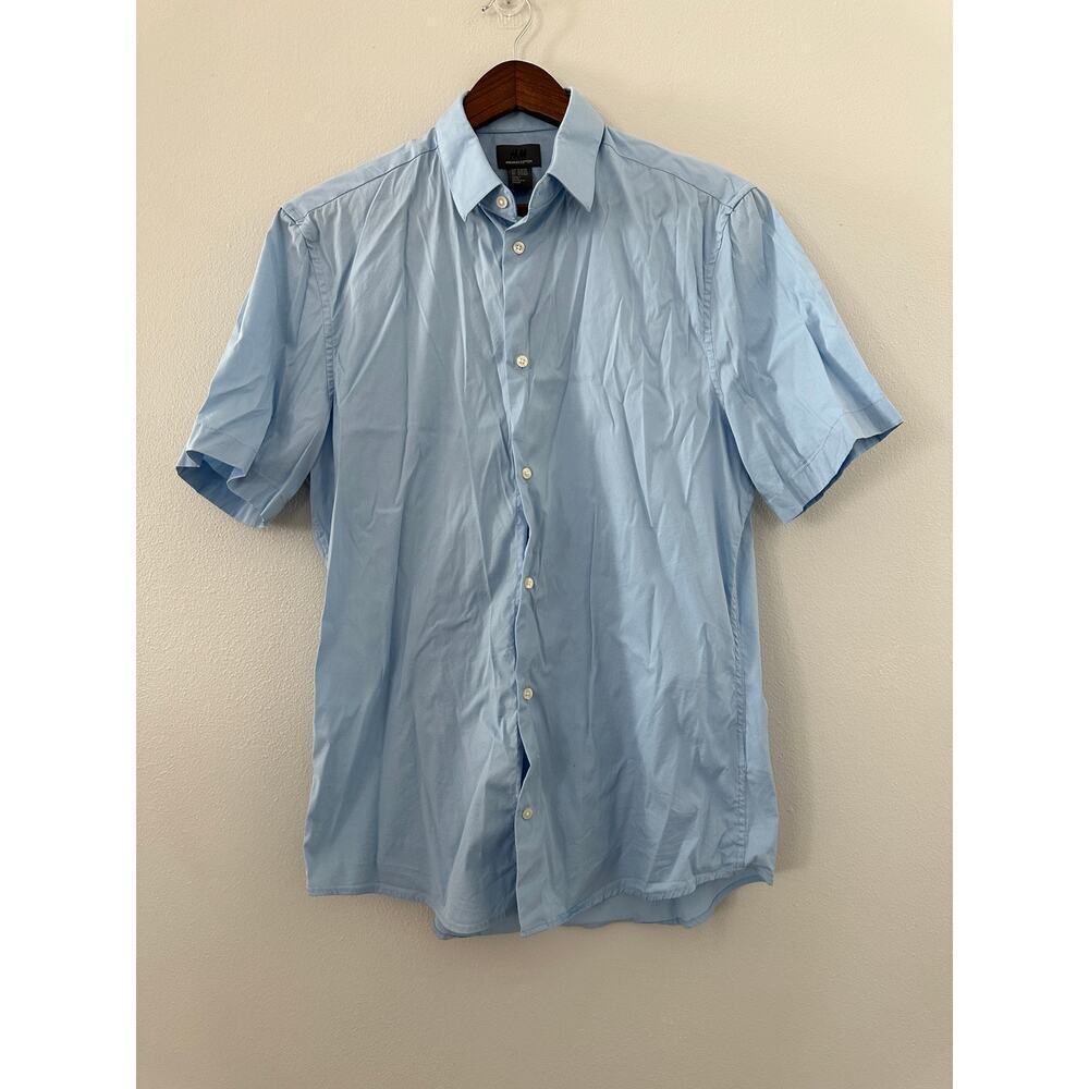 H & M Premium Cotton Slim Fit Short Sleeve Shirt sz M 15/34
